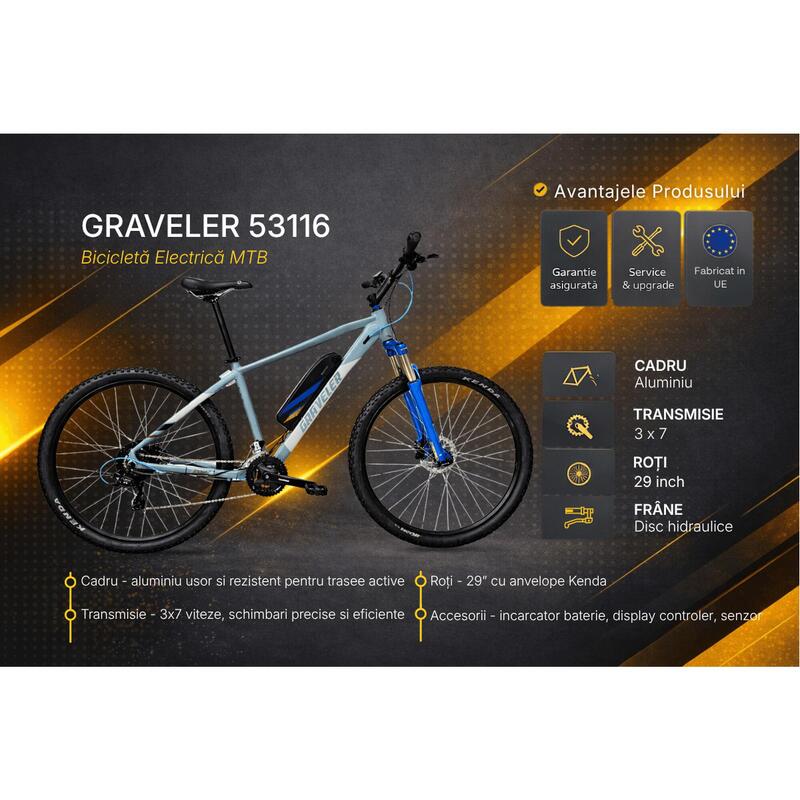 Bicicleta electrica Mtb Graveler 53116 - 29 inch, M, Gri
