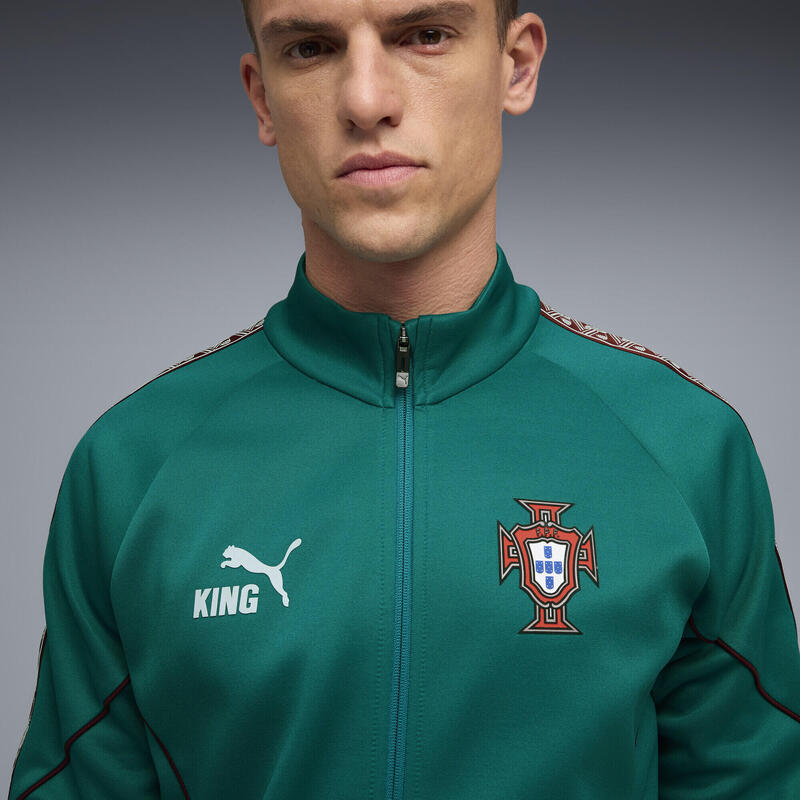 Geacă fotbal bărbați slim fermoar King Anthem, vișiniu PUMA