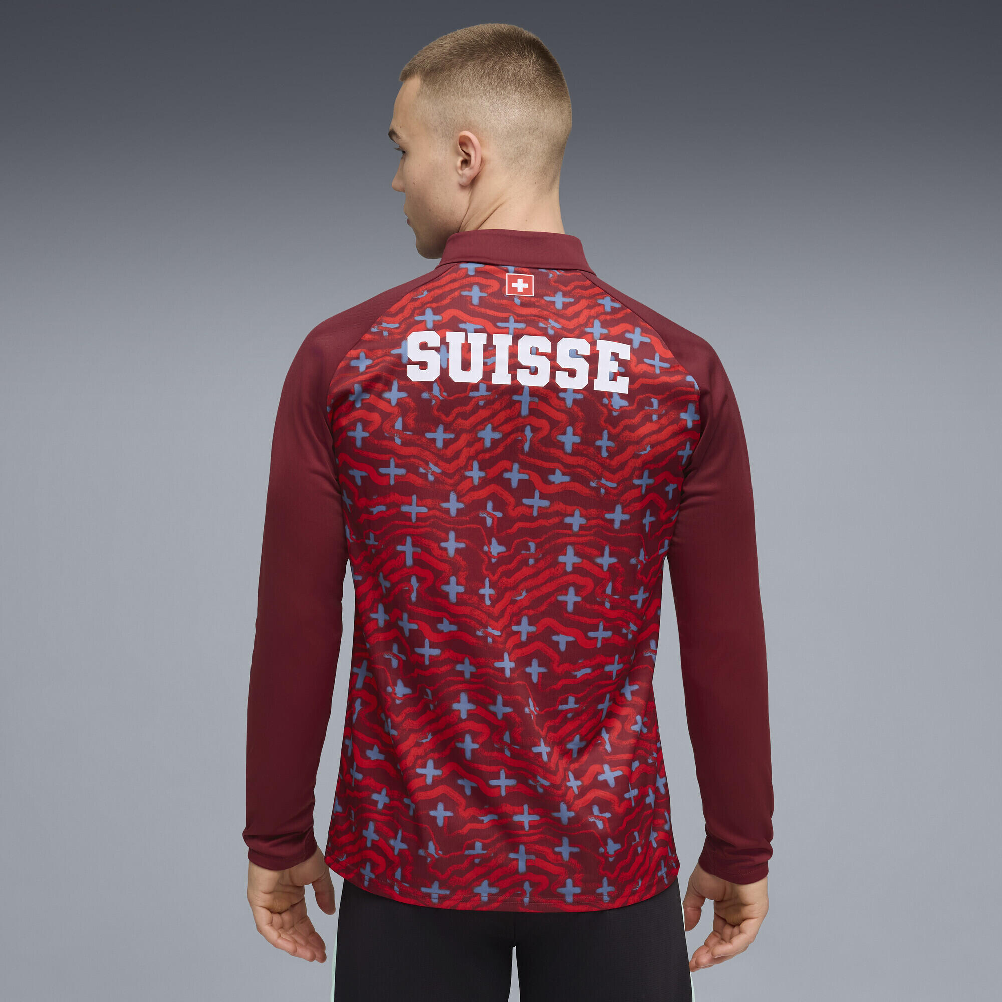 Zwitserland slanke warm-up-top met kwartrits voor heren PUMA 3/5