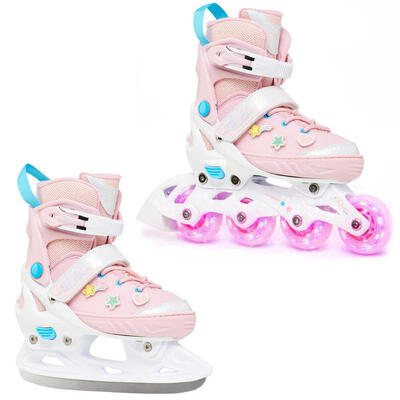 2-in-1 verstelbare skeelers lilly ijshockey-schaatsen led-wieltjes en patches
