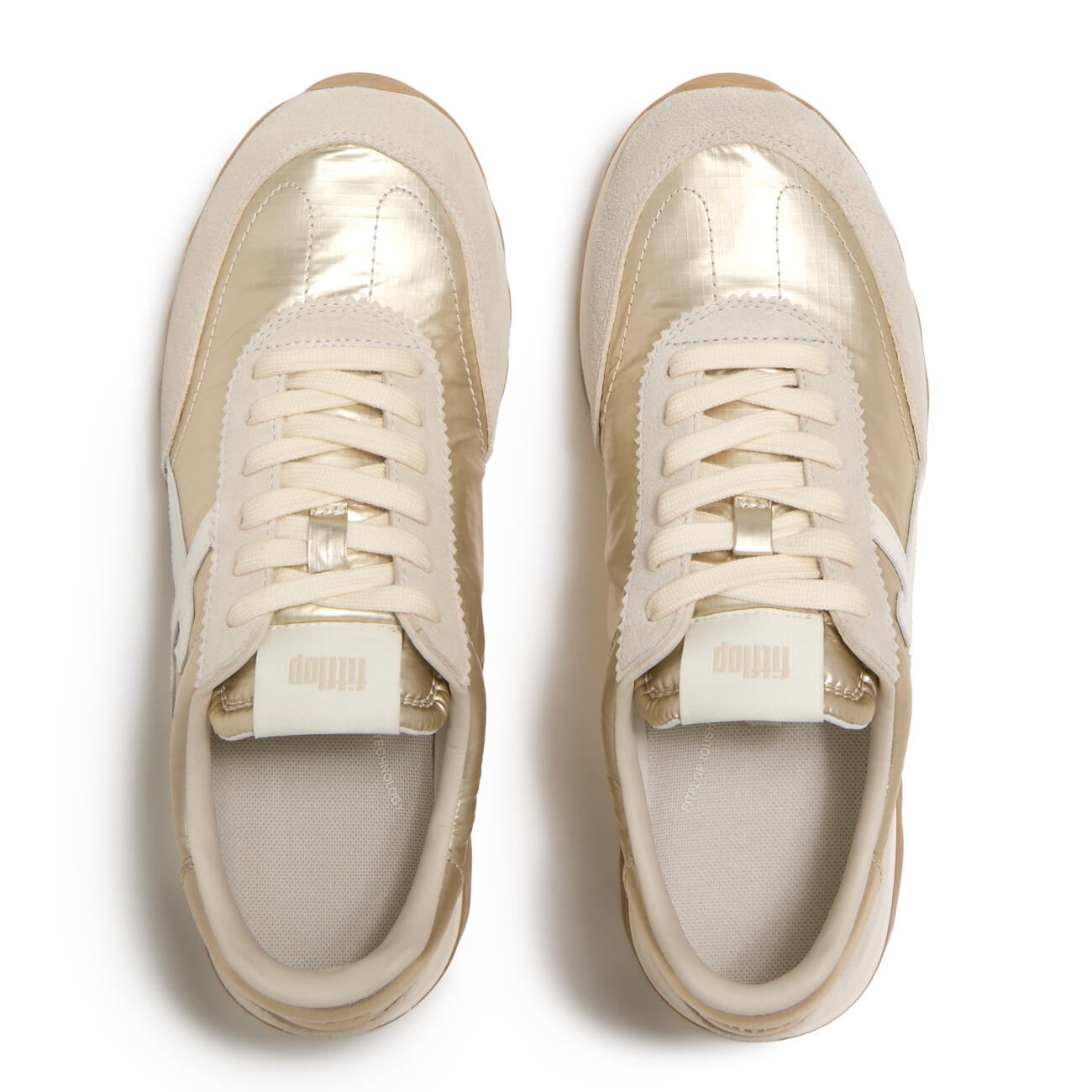 FITFLOP FitFlop Retro-Q FF Metallic-Fabric/Suede Sneakers  PLATINO 42 5/7