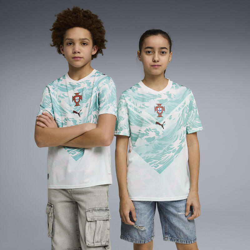 Tricou copii mânecă scurtă imprimeu, alb și verde PUMA