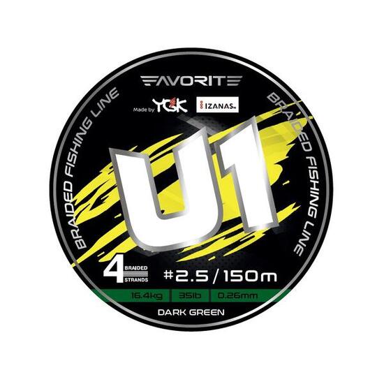 Tresse Favorite U1 Pe 4 brins 150 m - 0,094 mm - 1,8 kg - Vert