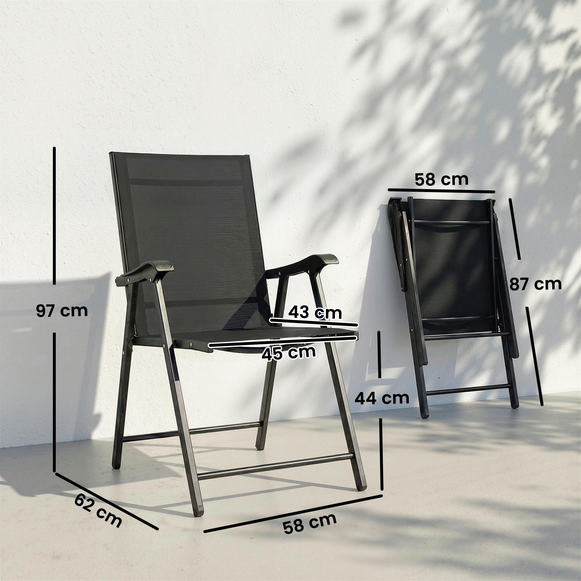 Sillas Plegables Outsunny 62x58x97 cm Negro 3/5