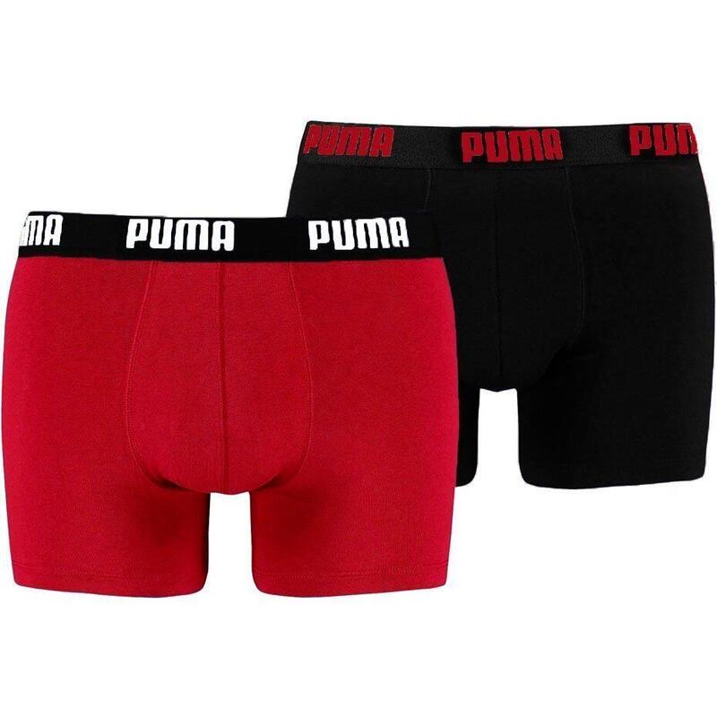 Bokserki męskie Puma Basic Boxer 2P czerwone czarne 521015001 786