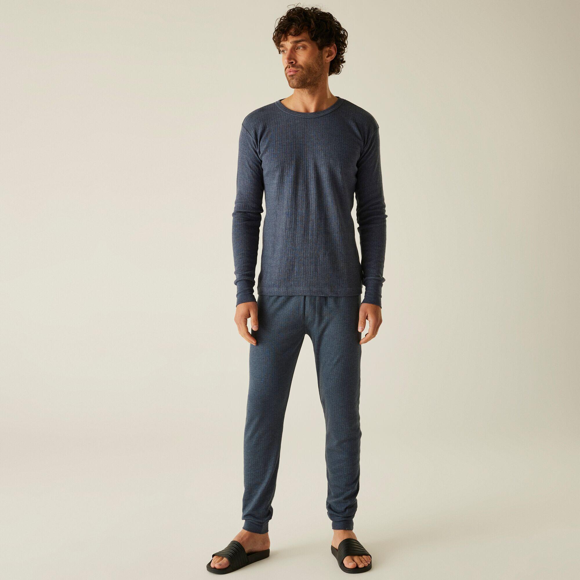 Mens Ribbed Thermal Long Sleeve Base Layer 3/4