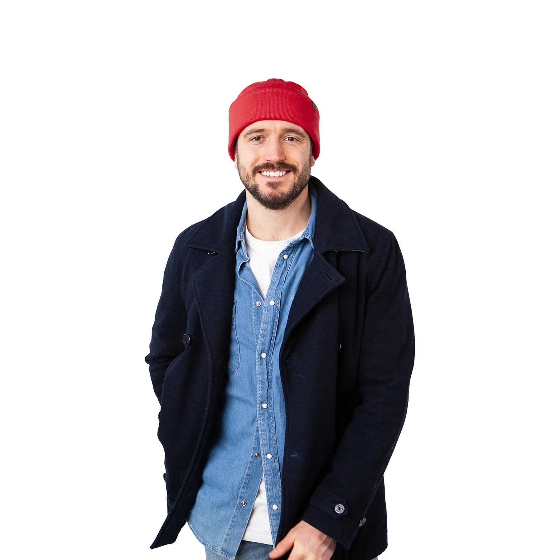 Men's Willes Beanie, Dark Red 2/3
