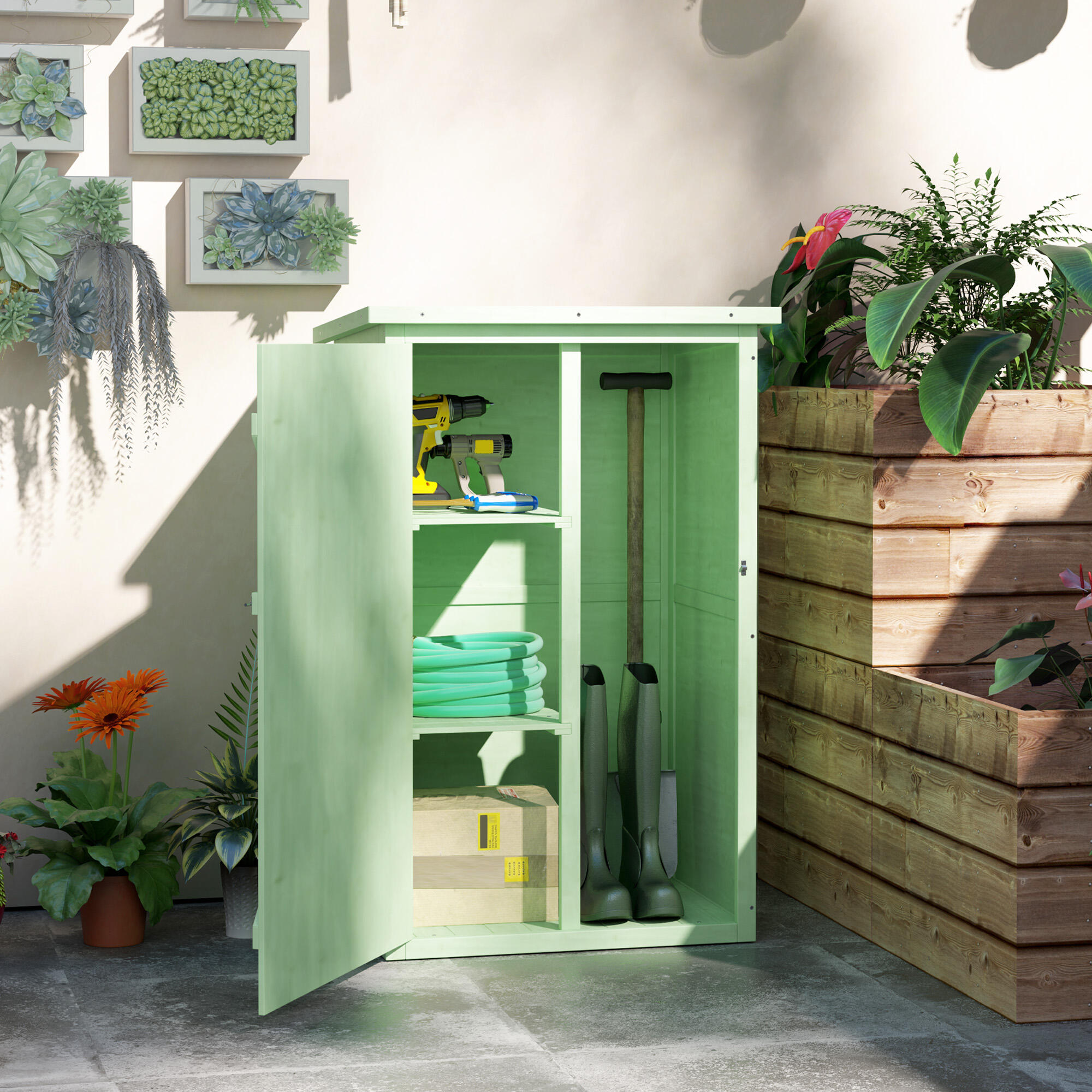 Caseta de Jardín Outsunny 75x56x115 cm Verde 2/5