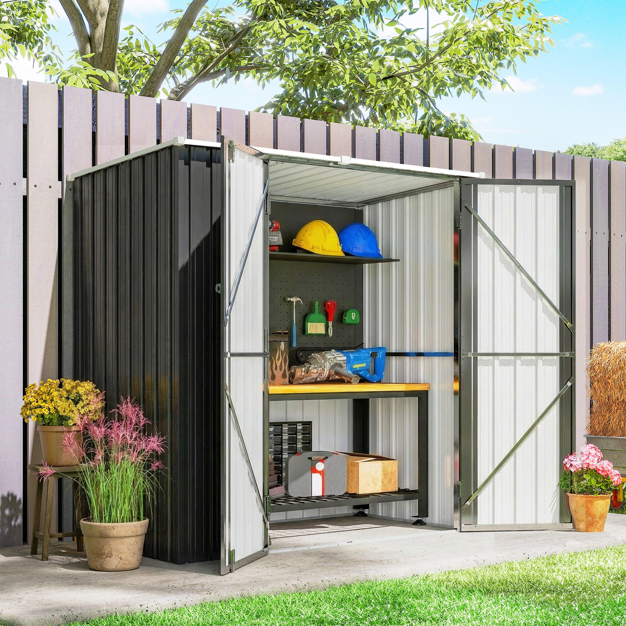 Casota de Jardim Outsunny Cinzento Escuro 4/5