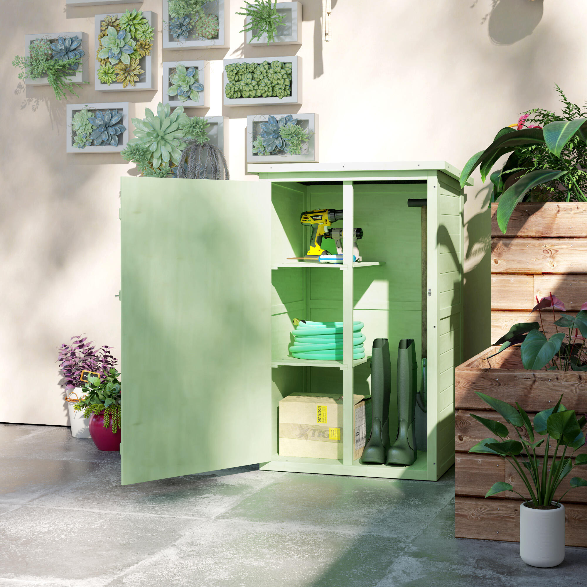 Caseta de Jardín Outsunny 75x56x115 cm Verde 4/5