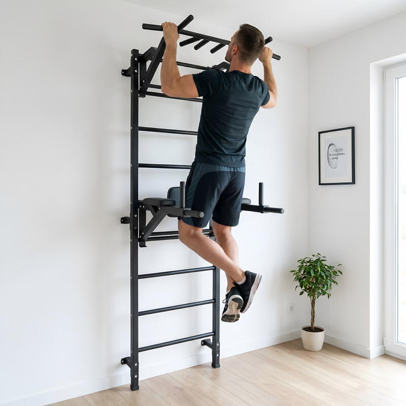 Adulți Fitness Spalier Gimnastică Bare Tracțiuni Iron Negru Metal