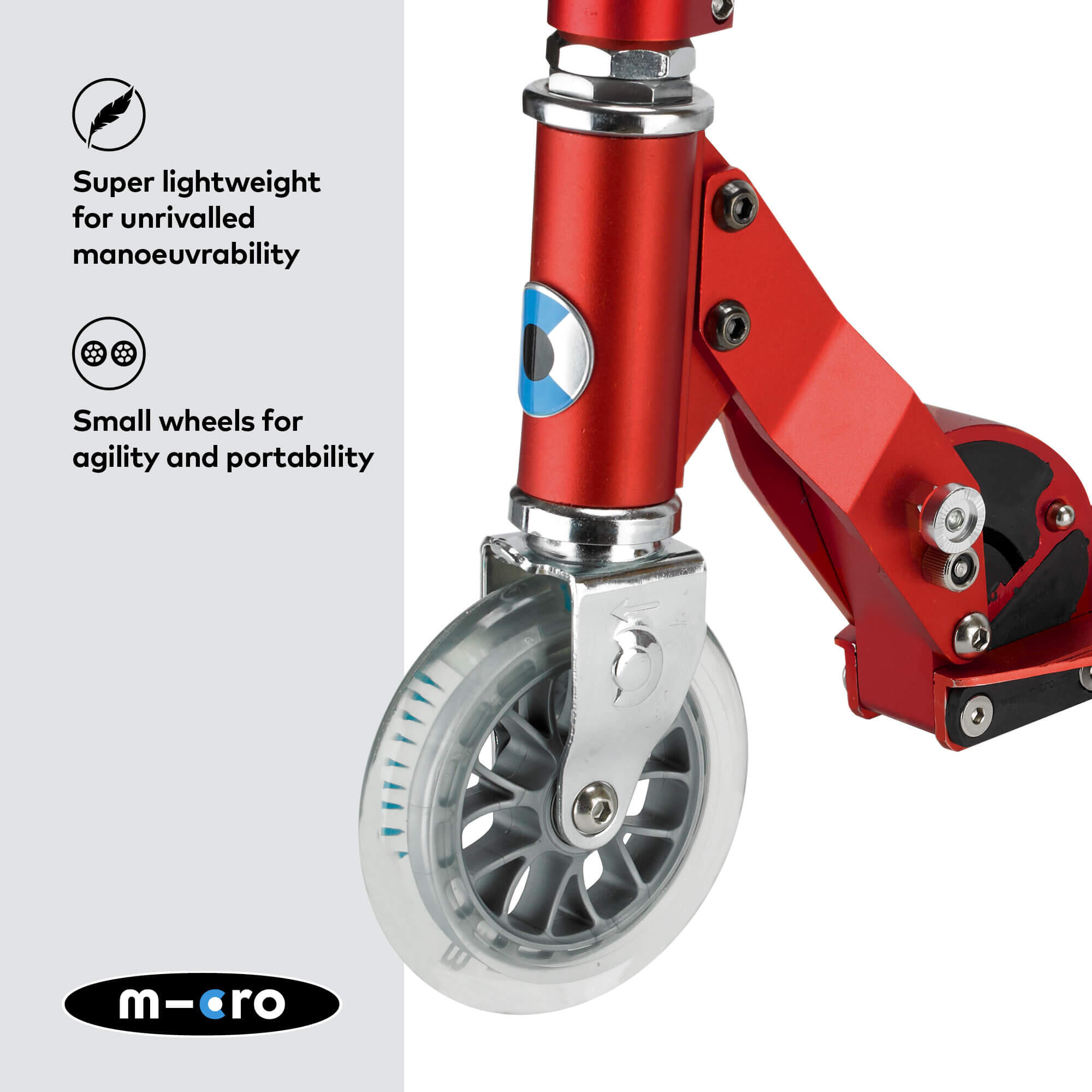 Empuñadura rayada anodizada roja para patinete Micro Sprite 3/7