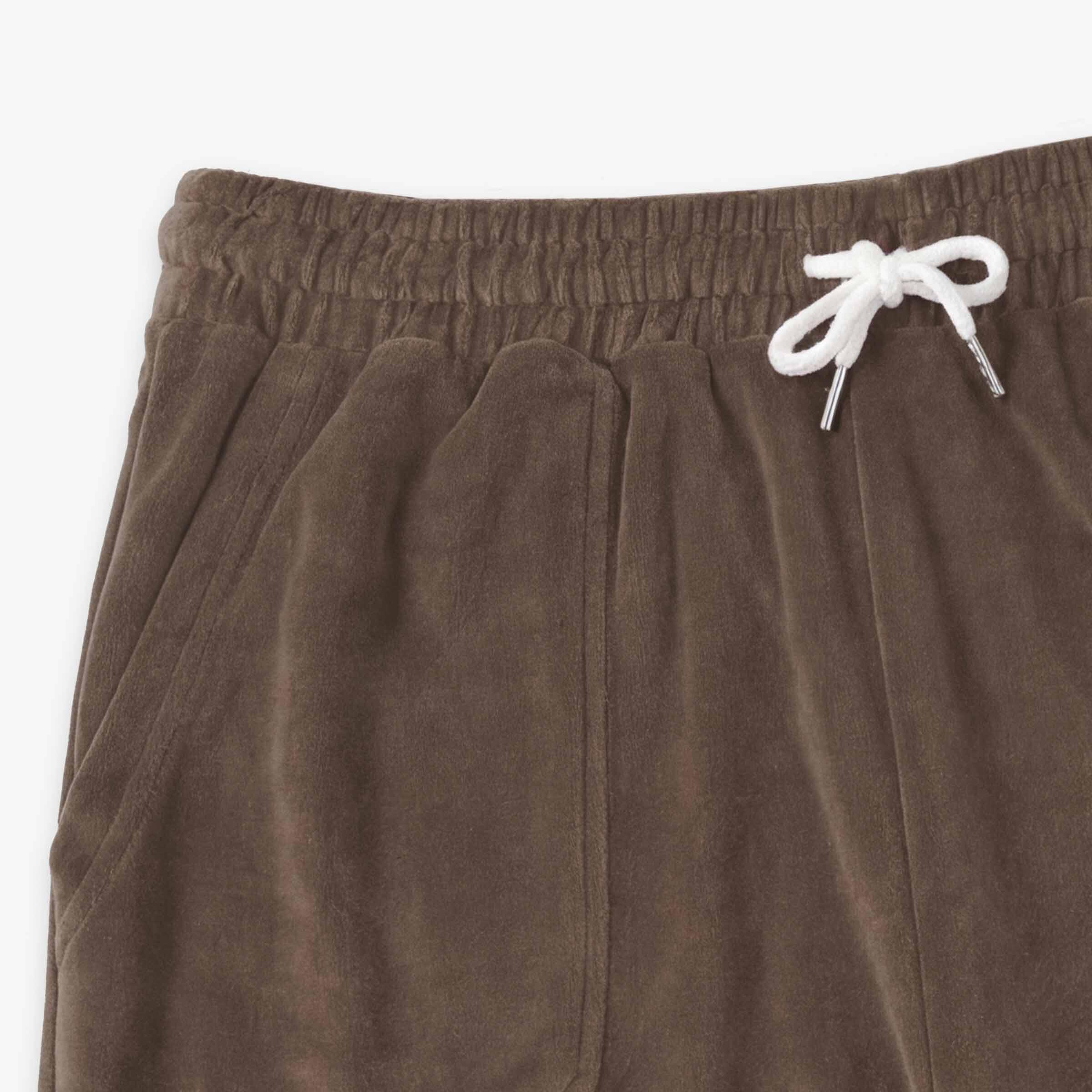 Bermudashort van badstof met elastische tailleband in klei-bruin 4/5