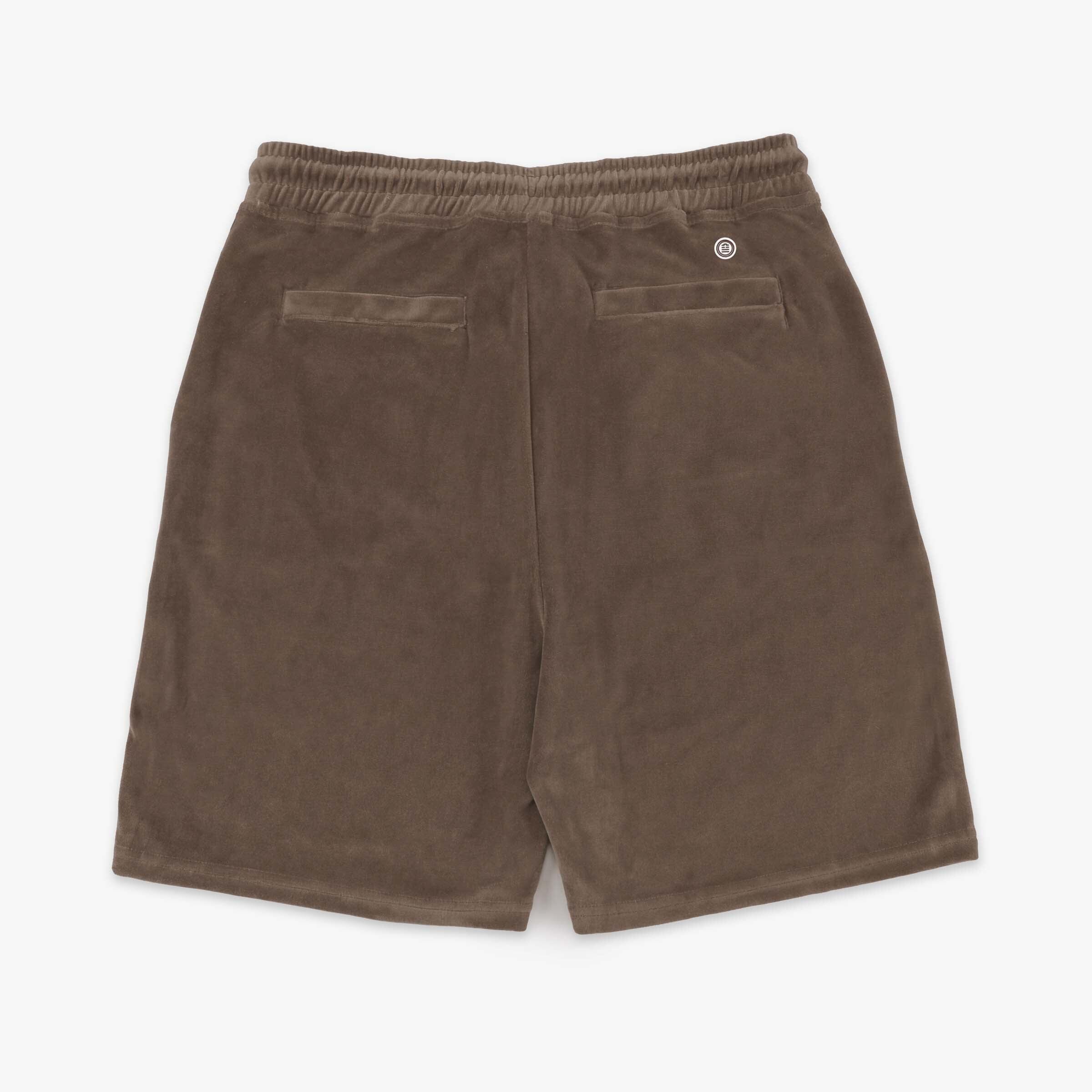Bermudashort van badstof met elastische tailleband in klei-bruin 3/5
