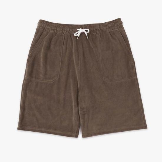 Bermuda en éponge avec taille élastiquée marron argile