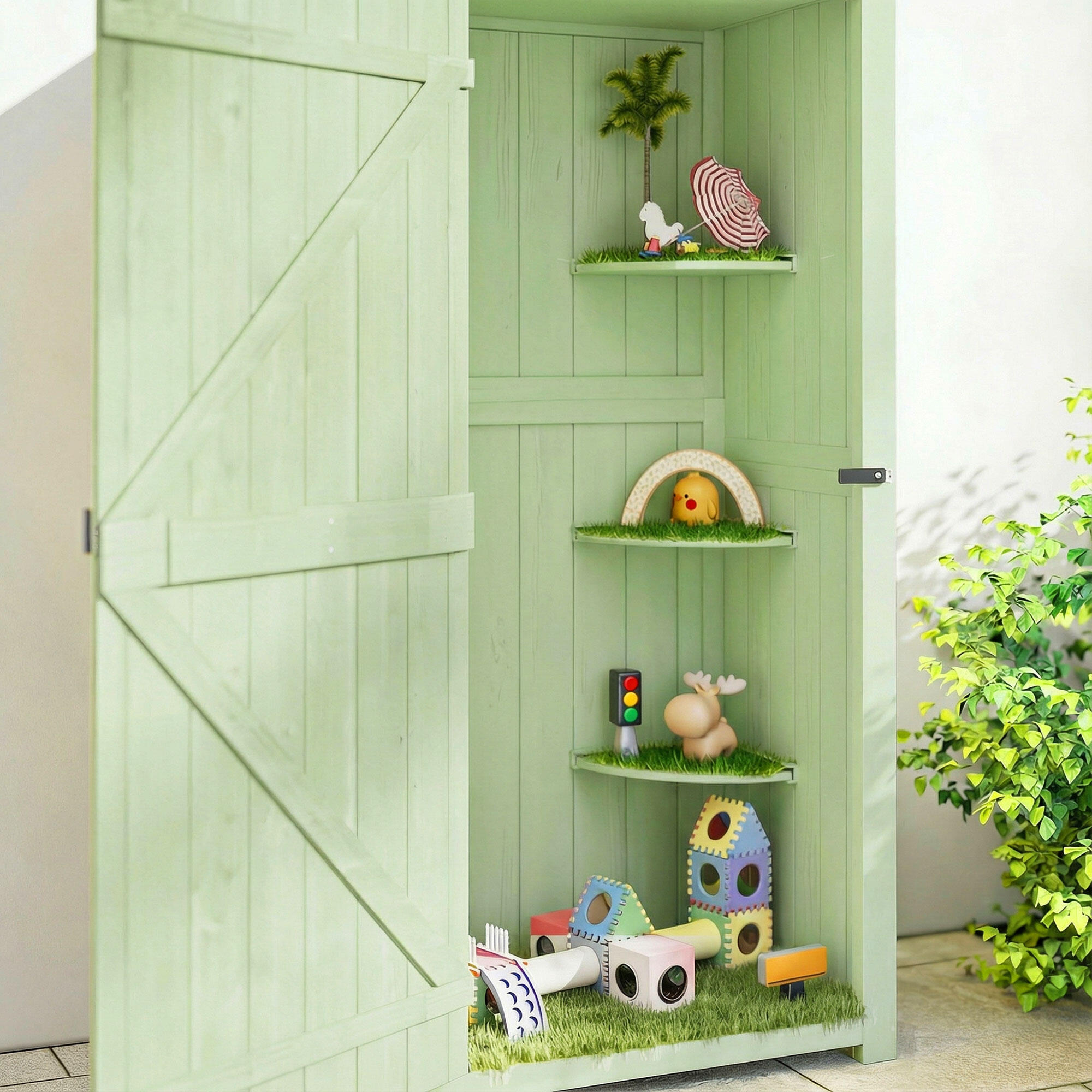 Armario de Almacenamiento Outsunny 77x54.2x179 cm Verde 5/5