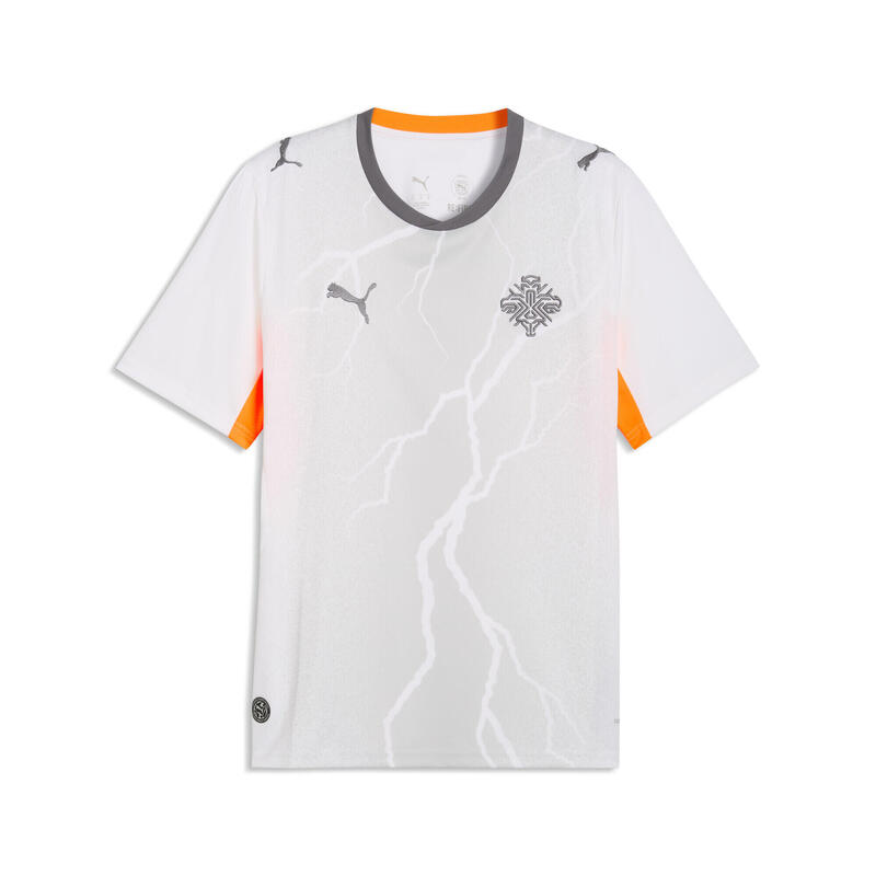 Tricou fotbal bărbați mânecă scurtă Island 2026, alb cu accente portocalii PUMA