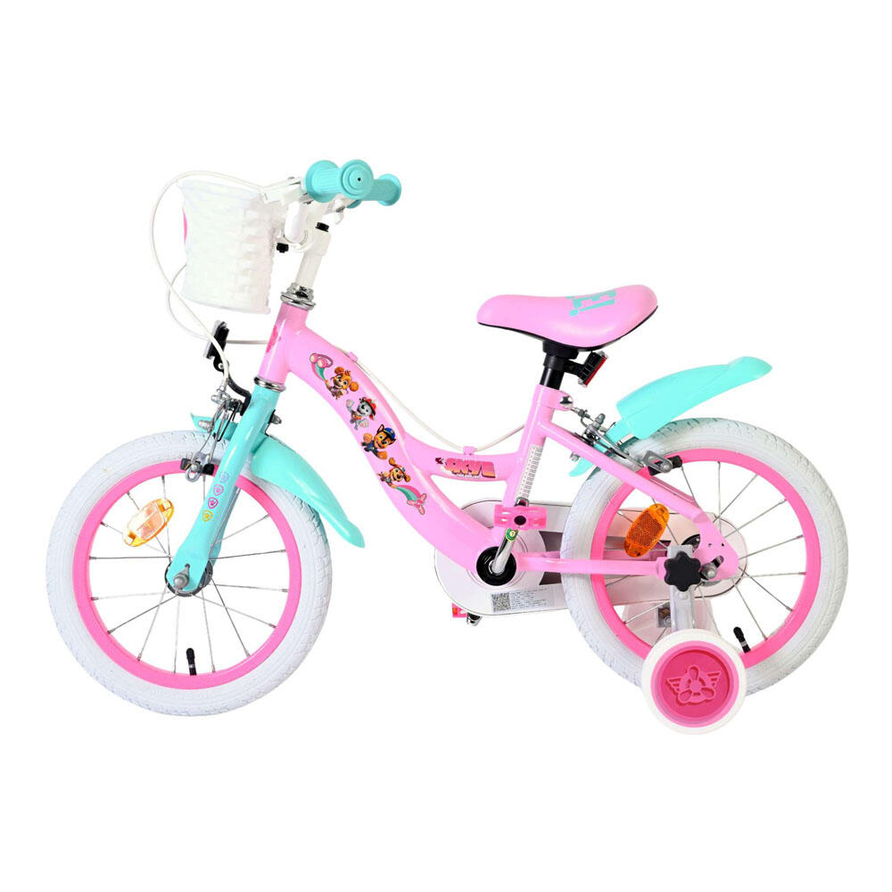 Paw Patrol kinderfiets 14 inch meisjes, roze, twee handremmen 5/7