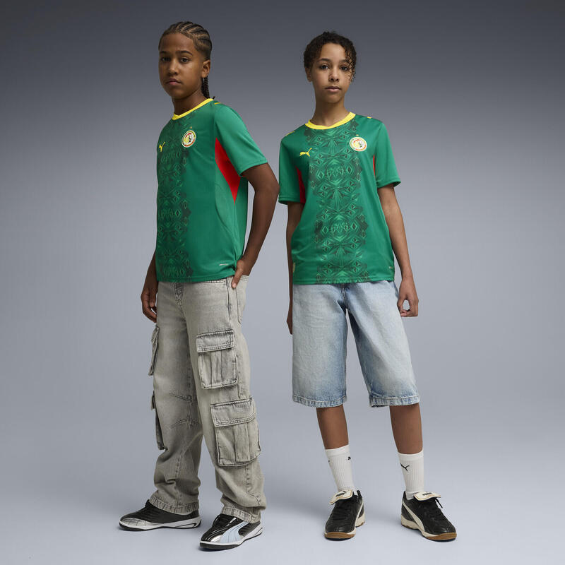 Tricou fotbal copii emblemă Model 2026, verde PUMA