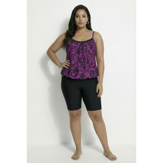 Damskie Tankini z szortami kwiaty miękkie miseczki regulowane ramiączka