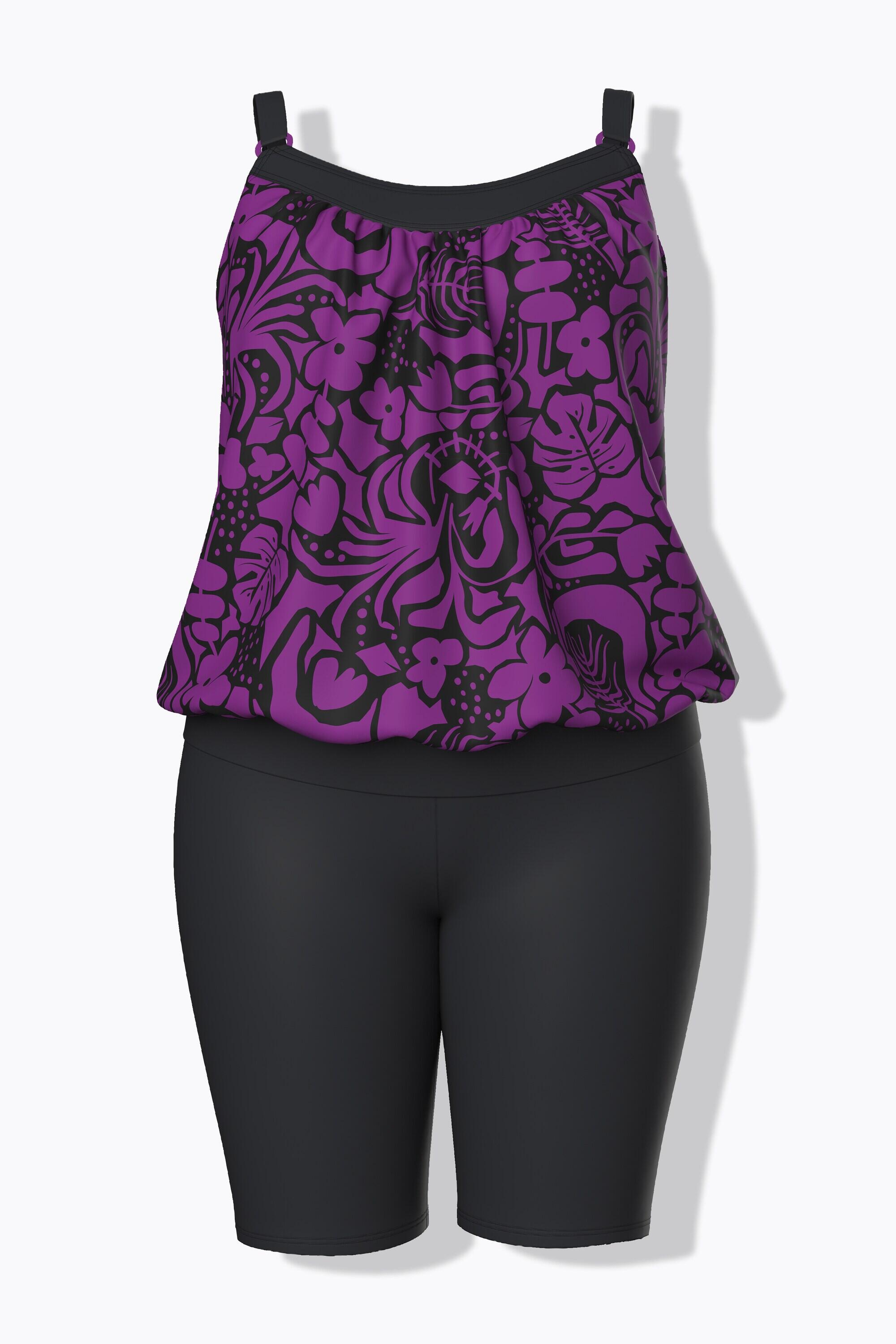 Femme Tankini avec short motif à fleurs bonnets souples et bretelles ajustables 4/7