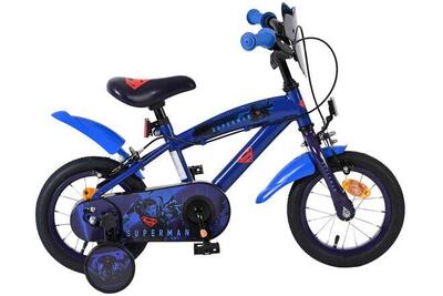 Volare superman 12 inch kinderfiets jongens blauw met twee handremmen