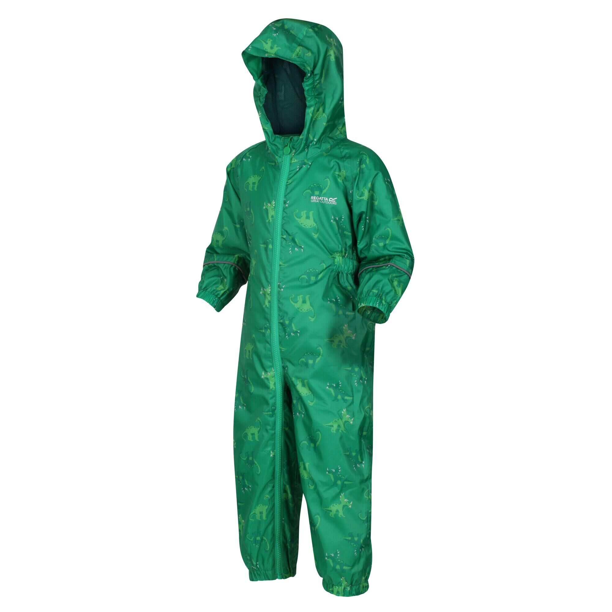 REGATTA Pobble Kids' Hiking Waterproof Puddlesuit - Green