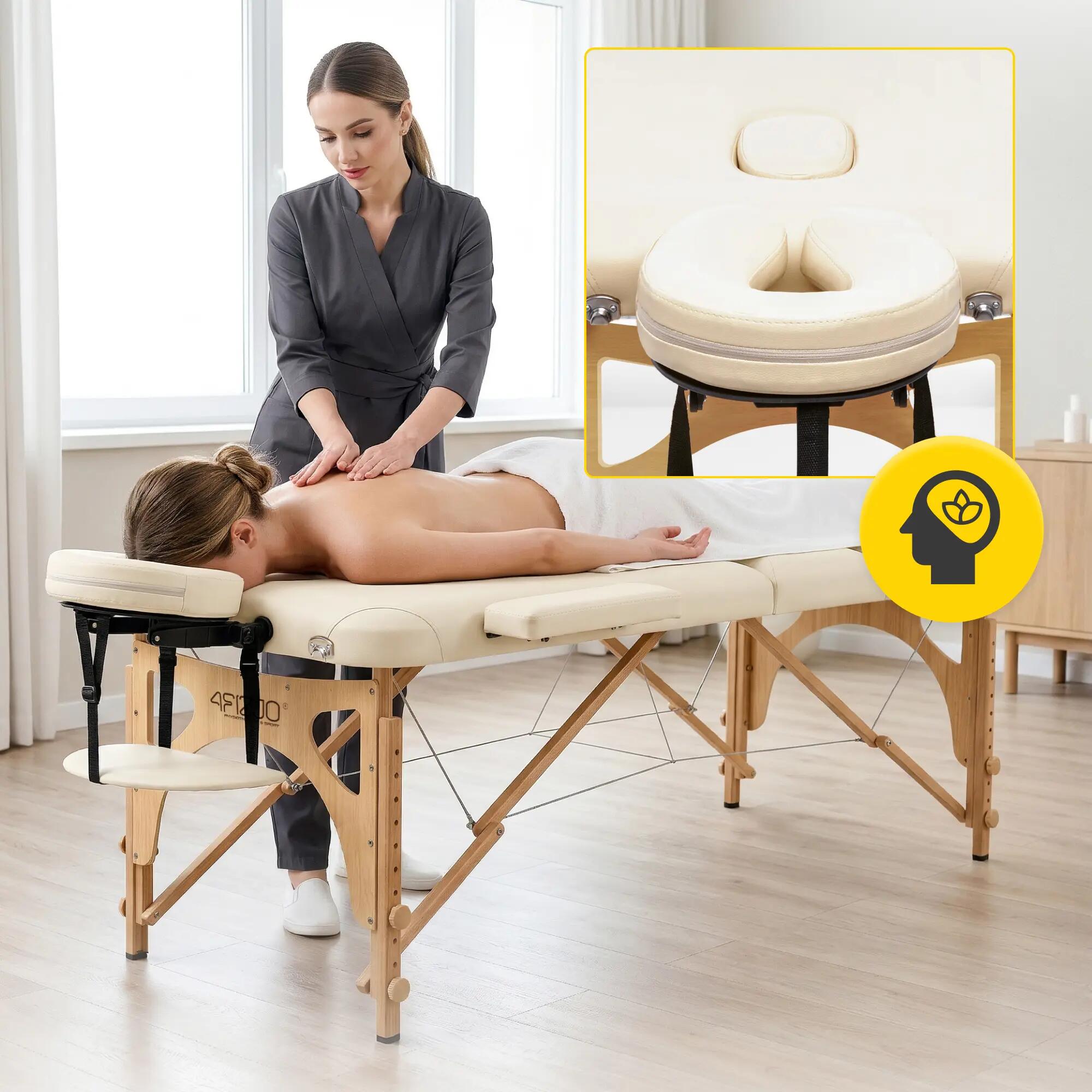 Massagetisch mit verstellbarer Liegefläche aus Holz 4FIZJO 60 cm 4/7
