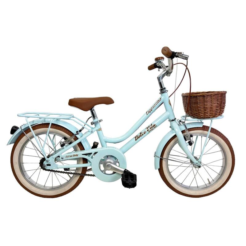 Bicicletă pentru fete Dolce Vita CAPPUCCINO 16" cu coș - Albastru deschis