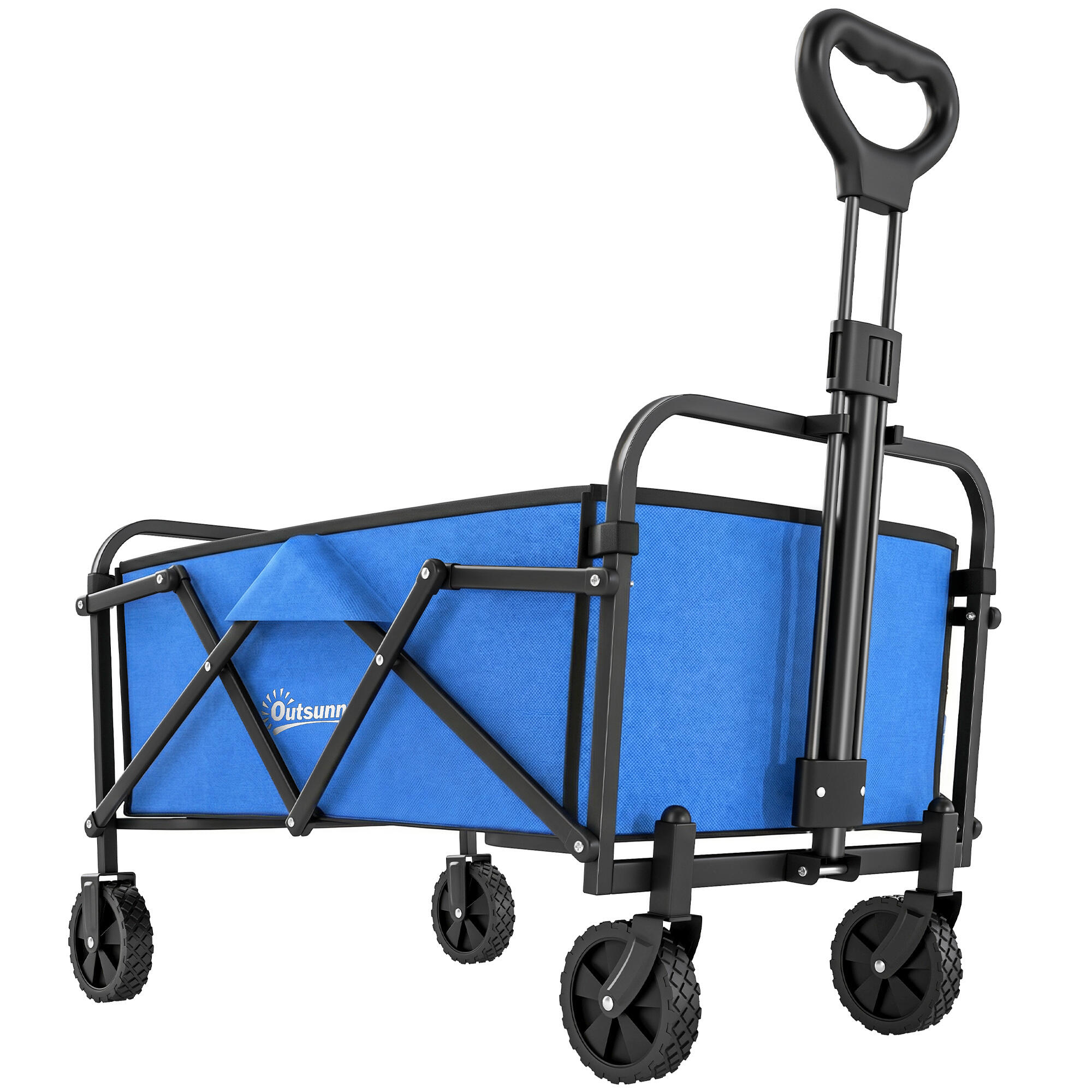 Carrinho de Praia Outsunny Metal, Tecido Oxford Azul 81x45x89 cm 1/5