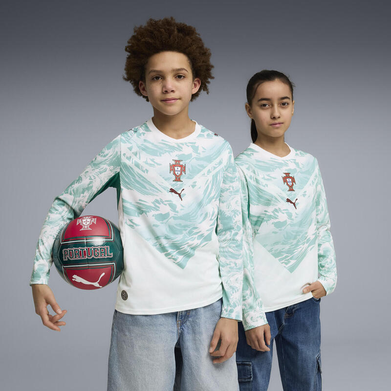 Tricou fotbal copii mâneci lungi, alb PUMA