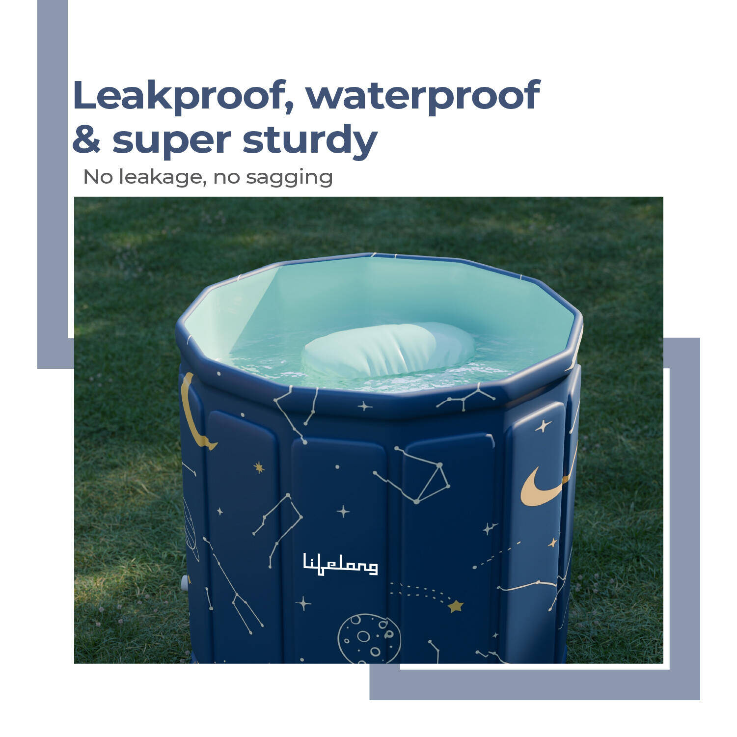 Lifelong Portable & Foldable Bath Tub with Inflatable Pillow for Adults | Ice Bathtub, Steam Bath Water Tub for Home, Bathroom Spa & Stress Relief | Leakproof, Sturdy with Dual Drainage (LLEBT09) -  3