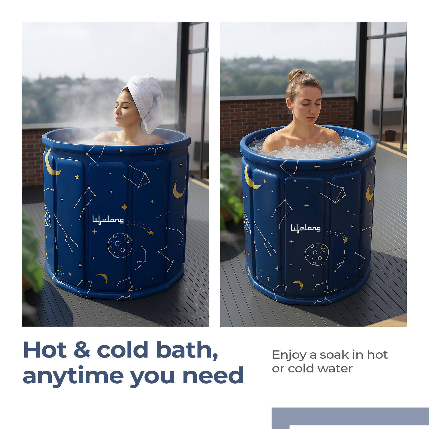 Lifelong Portable & Foldable Bath Tub with Inflatable Pillow for Adults | Ice Bathtub, Steam Bath Water Tub for Home, Bathroom Spa & Stress Relief | Leakproof, Sturdy with Dual Drainage (LLEBT09) -  5