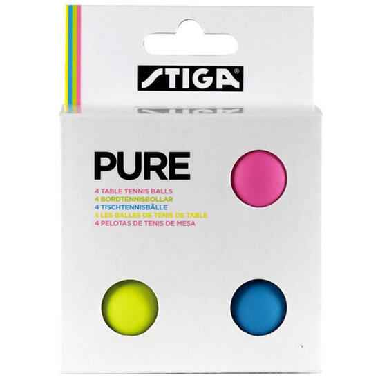 STIGA PURE balles de ping-pong colorées, lot de 4