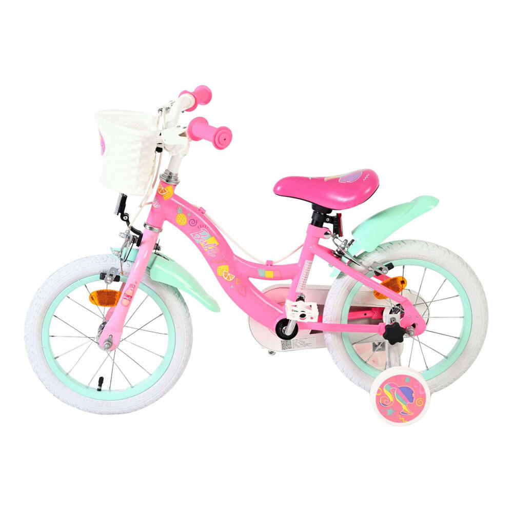 Bicicleta infantil Barbie 14 inch rosa com dois travões manuais 5/7