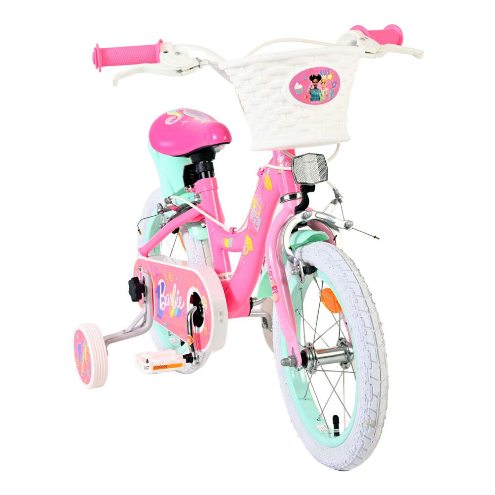 Bicicleta infantil Barbie 14 inch rosa com dois travões manuais 2/7