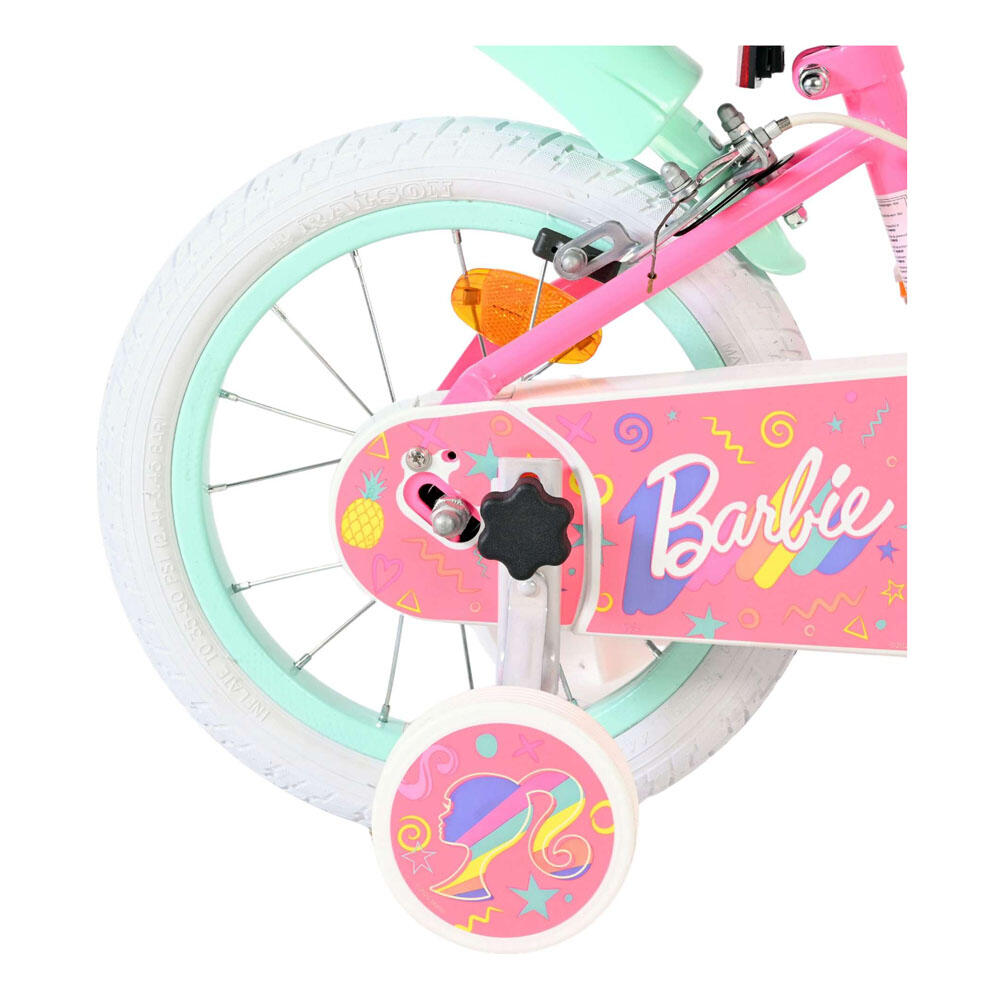 Bicicleta infantil Barbie 14 inch rosa com dois travões manuais 7/7