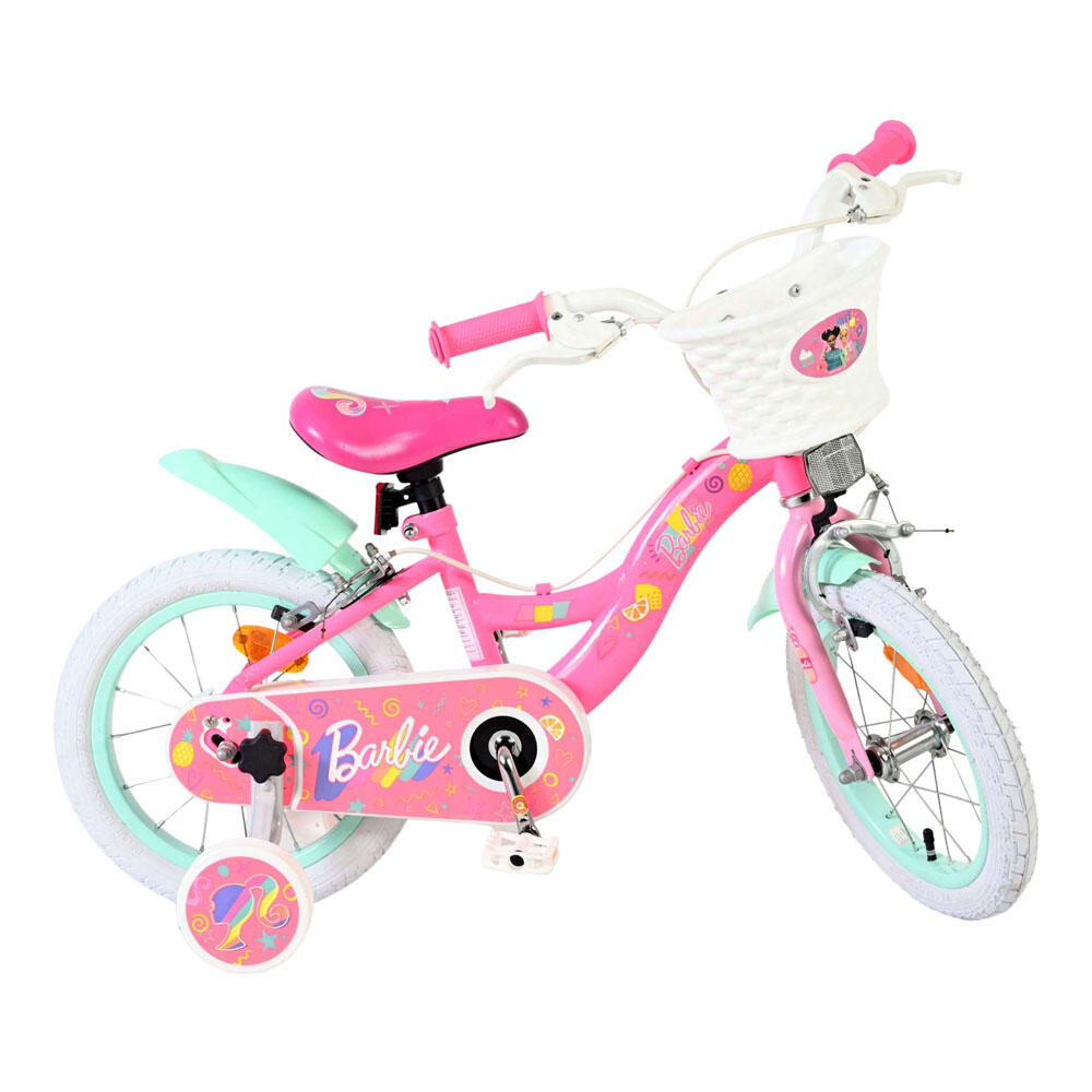 Bicicleta infantil Barbie 14 inch rosa com dois travões manuais 4/7