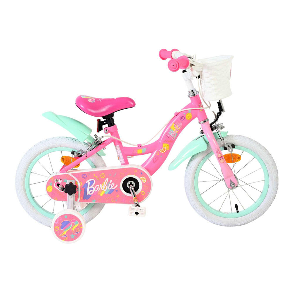 Bicicleta infantil Barbie 14 inch rosa com dois travões manuais 6/7