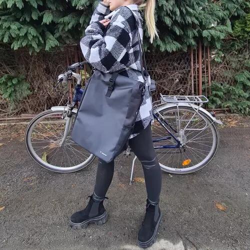 Alforja de bicicleta negro 15-20 l con correa para el hombro 4/7