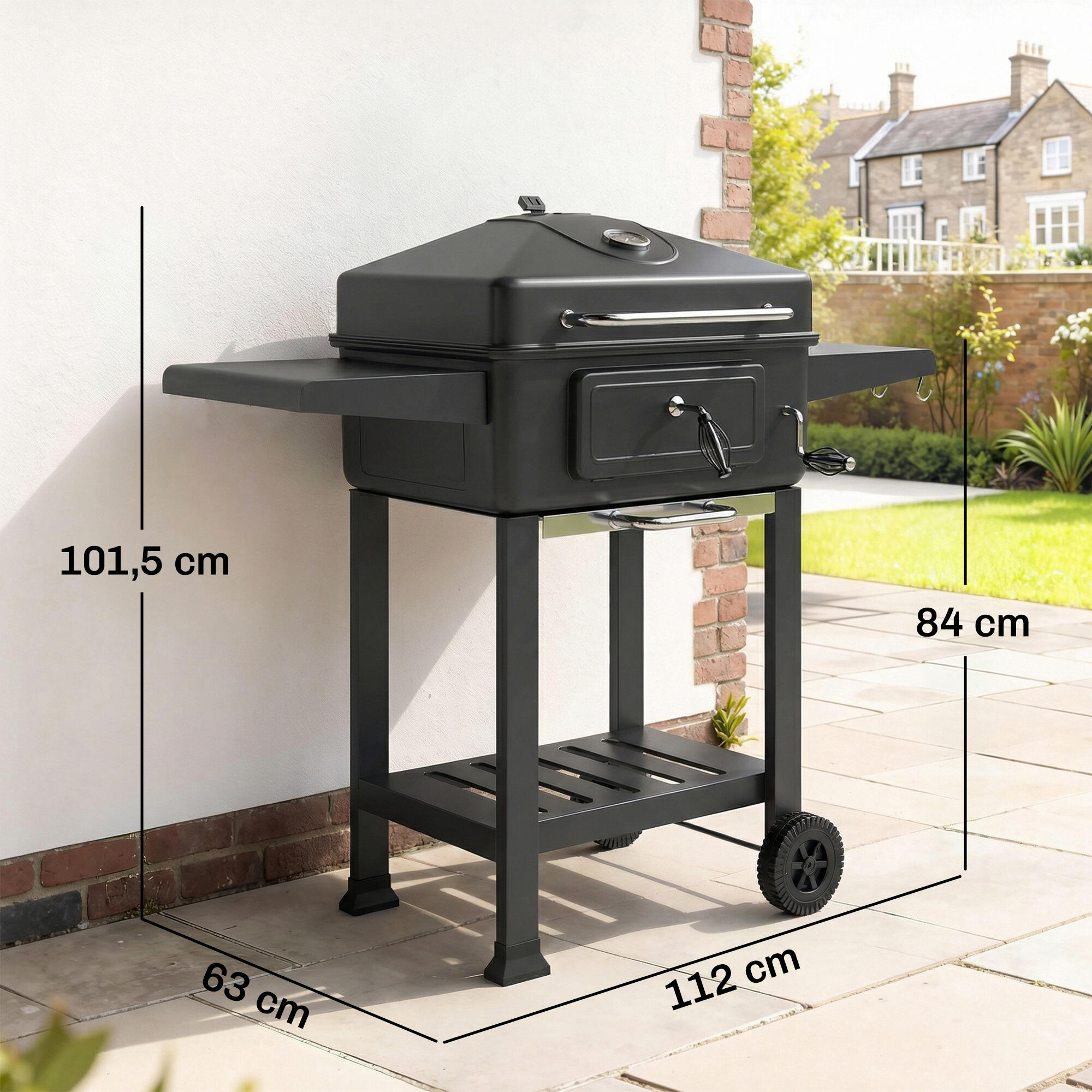 Barbacoa de Carbón Outsunny 112x63x101.5 cm Negro 3/5