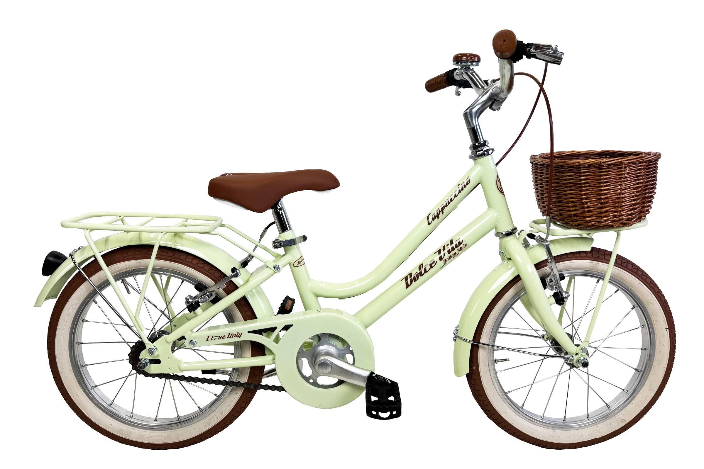 Bicicletă pentru fete Dolce Vita CAPPUCCINO 16 cu coș - Verde deschis