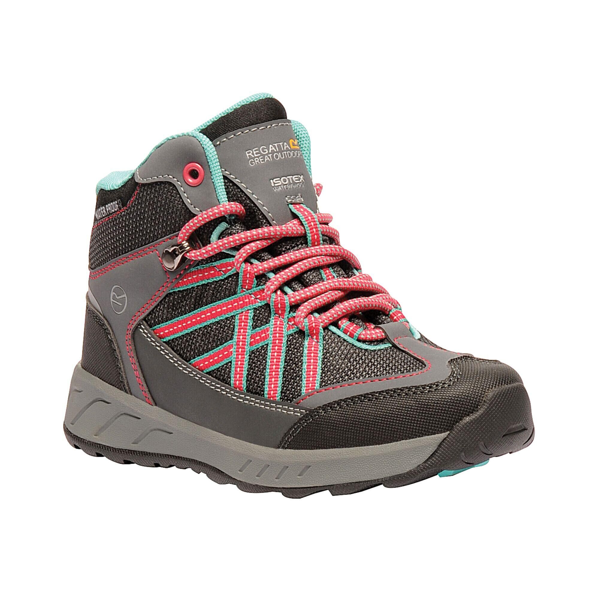 REGATTA Samaris Kids' Hiking Waterproof Mid Boots - Light Grey/Pink