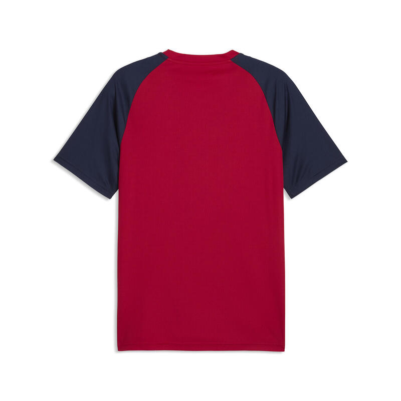 Tricou bărbați mânecă scurtă slim Aufwärmtrikot, vișiniu și bleumarin PUMA