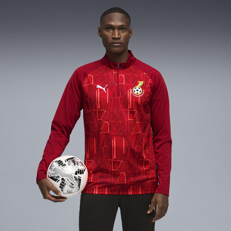 Tricou fotbal bărbați slim fit mâneci lungi Ghana, roșu PUMA