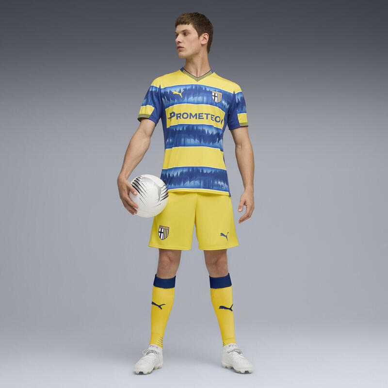 Tricou fotbal bărbați mânecă scurtă Deplasare, galben și albastru PUMA