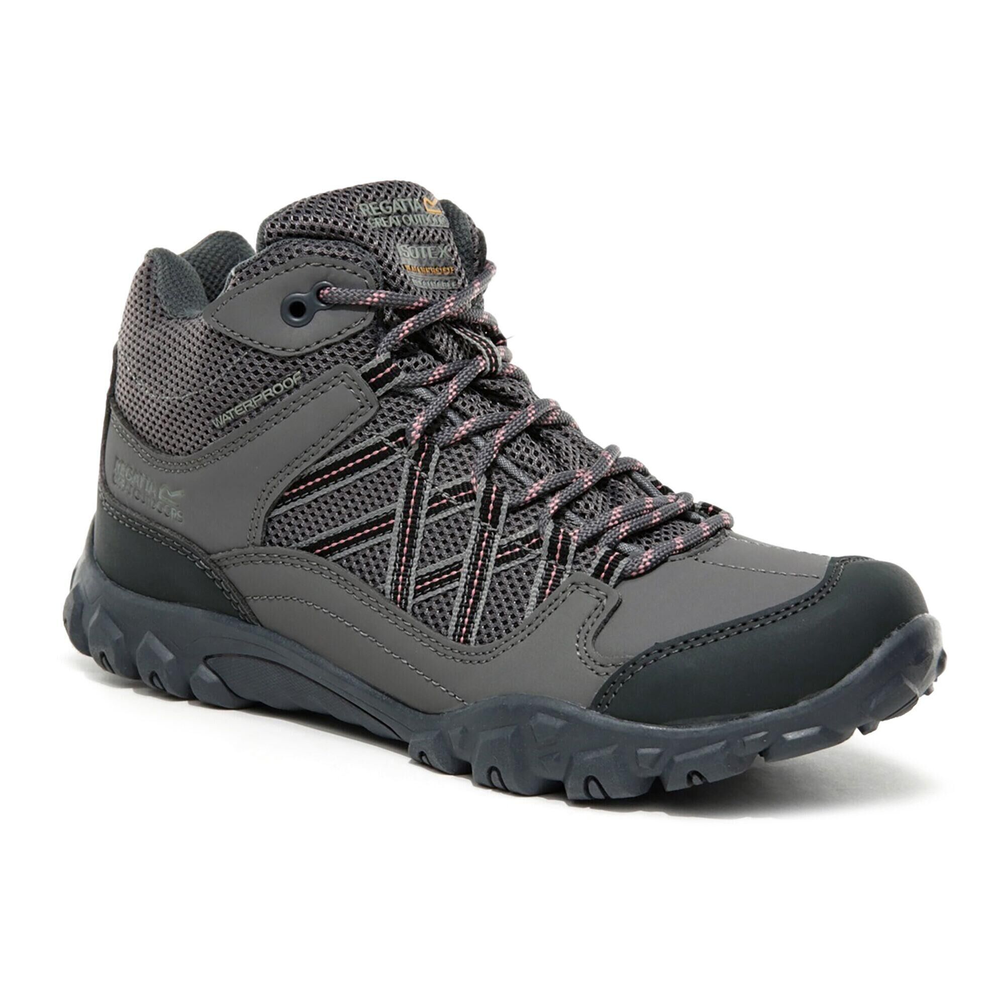 REGATTA Edgepoint Kids' Hiking Waterproof Mid Boots - Light Grey