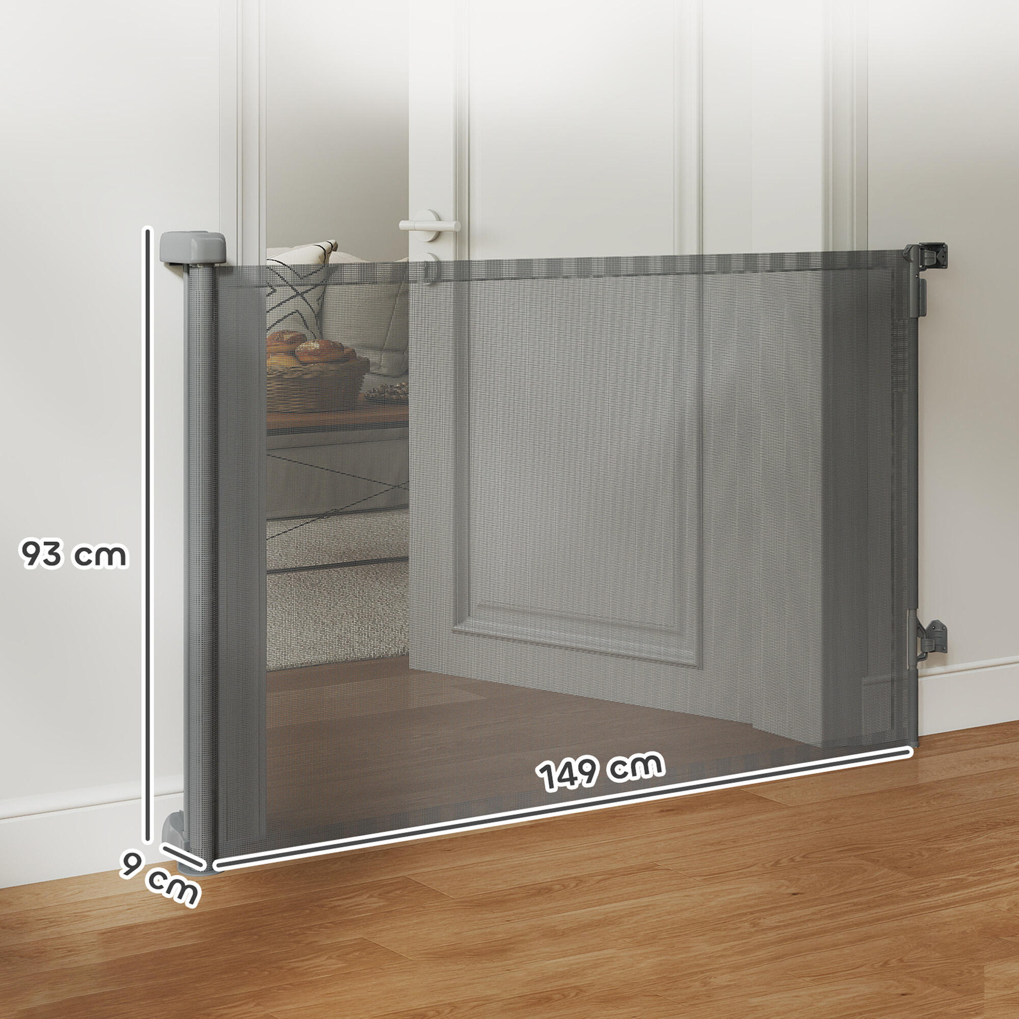 Barrera para Perros PawHut 149x9x93 cm Gris 3/5