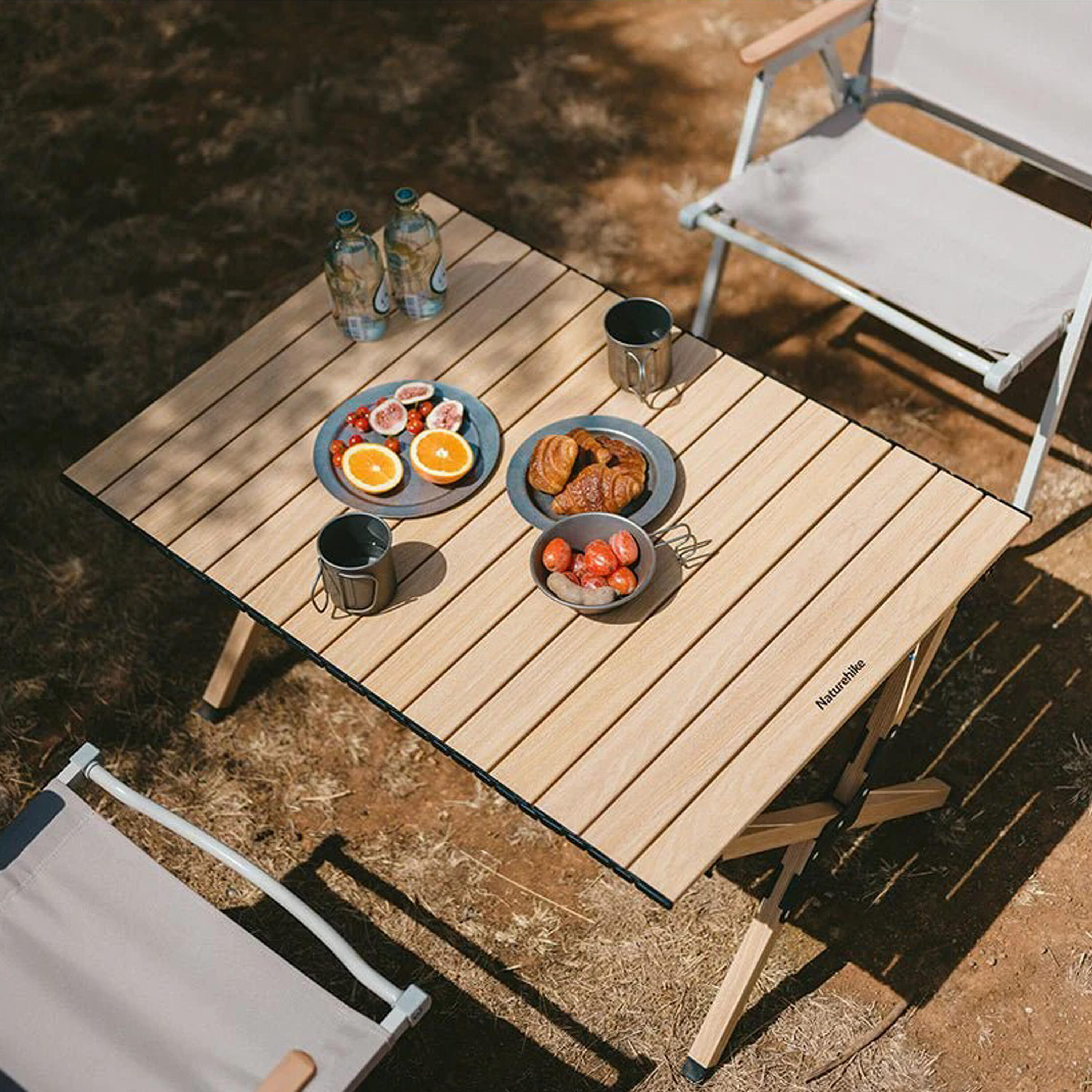 NATUREHIKE Star Jane L01 XL Roll-Up Camping Table - Oak Finish