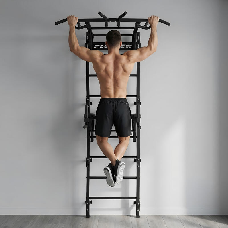 Adulți Fitness Spalier Gimnastică Bare Tracțiuni Bro Negru Metal Scări